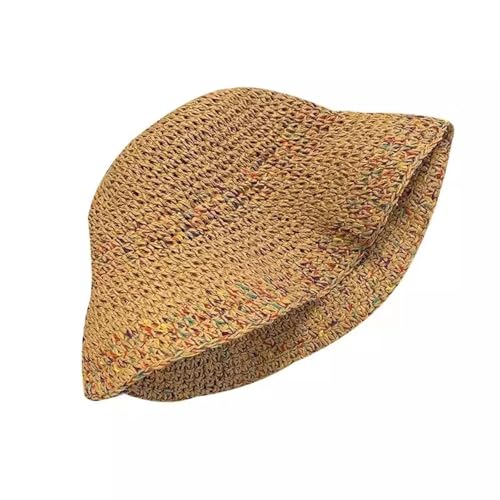 Chapeau de paille de plage d’été pour femmes avec visière seau style fille Panama