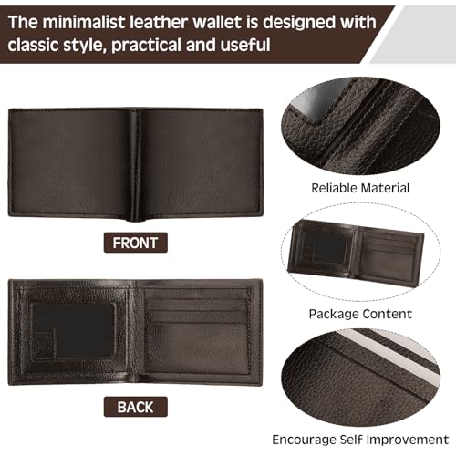 24 Pcs Leather Wallet Bulk for Men PU Slim Bifold Wallet Set Father's Day Gifts for Husband Son Grandpa Coworker (Brown)3