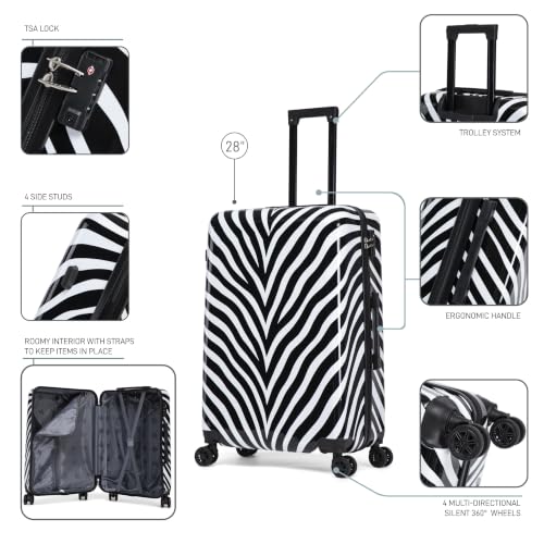 Image of InUSA Zebra Print 28-Inch Hardside Spinner Luggage Lightweight & TSA Lock