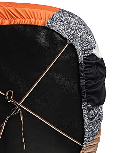 Image of Cortina Office Chair Slip Covers | Stretchable Polyester Elastic Spandex Fabric | Corporate Rotating Chair Cover | Removable Chair Case | Machine Wash | Geometry Print - Orange | Chair Cover Set of 1