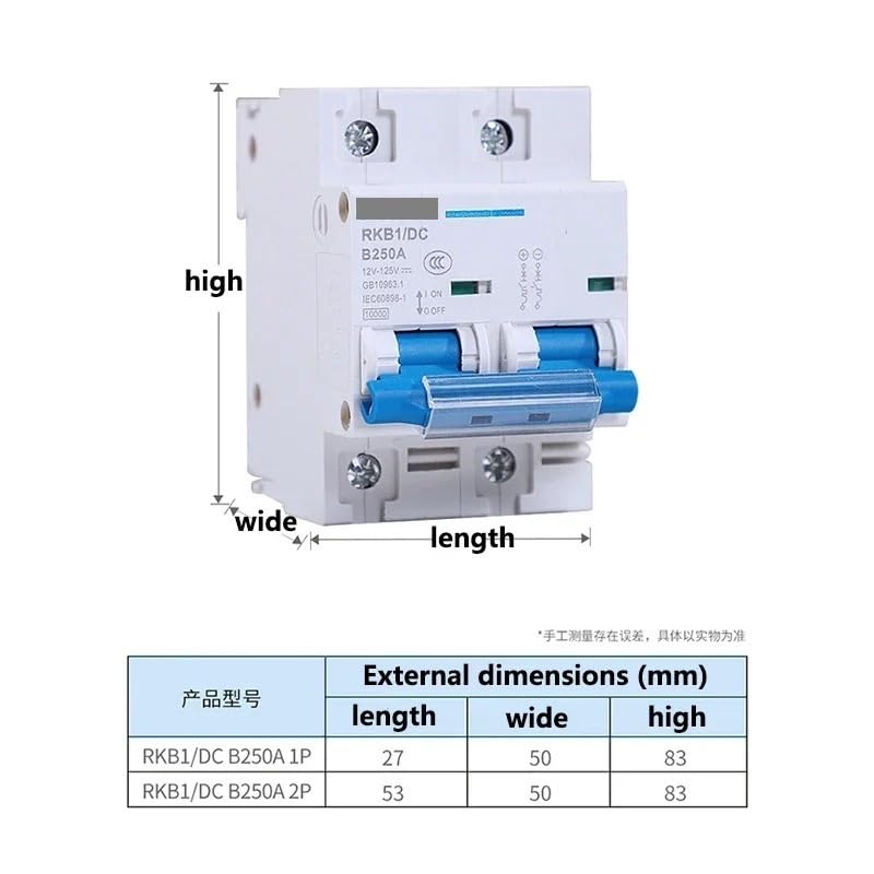 Salvavita Riarmo Automatico Interruttore automatico CC for impianto fotovoltaico 12~125V 80A 100A 150A 200A 250A di protezione da cortocircuito(2P,100A)