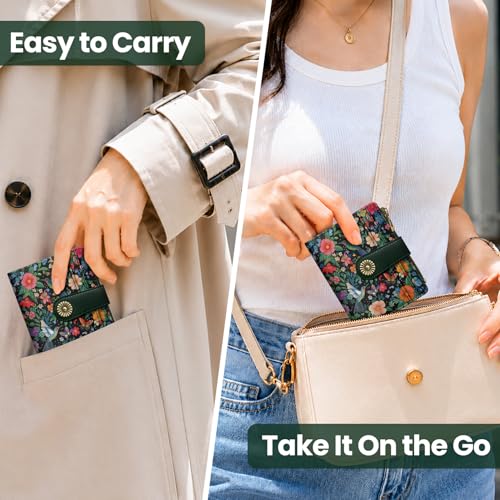 Image of Small Wallet for Women, RFID Blocking Bifold Card Holder Wallet with 10 Card Slots, Cash Compartment, Zipper Coin Pocket & ID Window, Cute Soft Vegan Leather Compact Wallet, Hummingbird