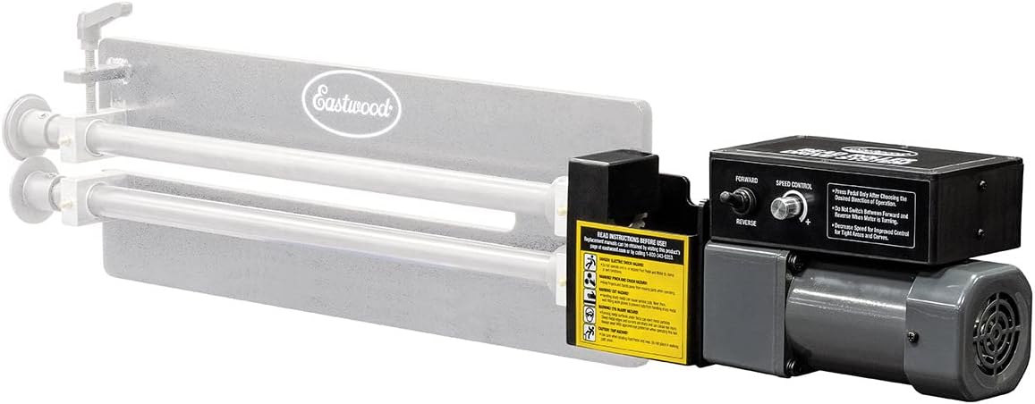Eastwood Elite Metal Bead Roller Drive System | Powerful 1/6Hp 120V | Features Infinitely Variable Speed Control 0-20 RPM & Foot Pedal | Fits Any Standard Shaft Size Hand Crank Bead Roller