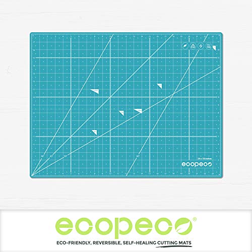 ecopeco 18"x24" Self Healing Professional Cutting Mat Double Sided Grid Board with Identification