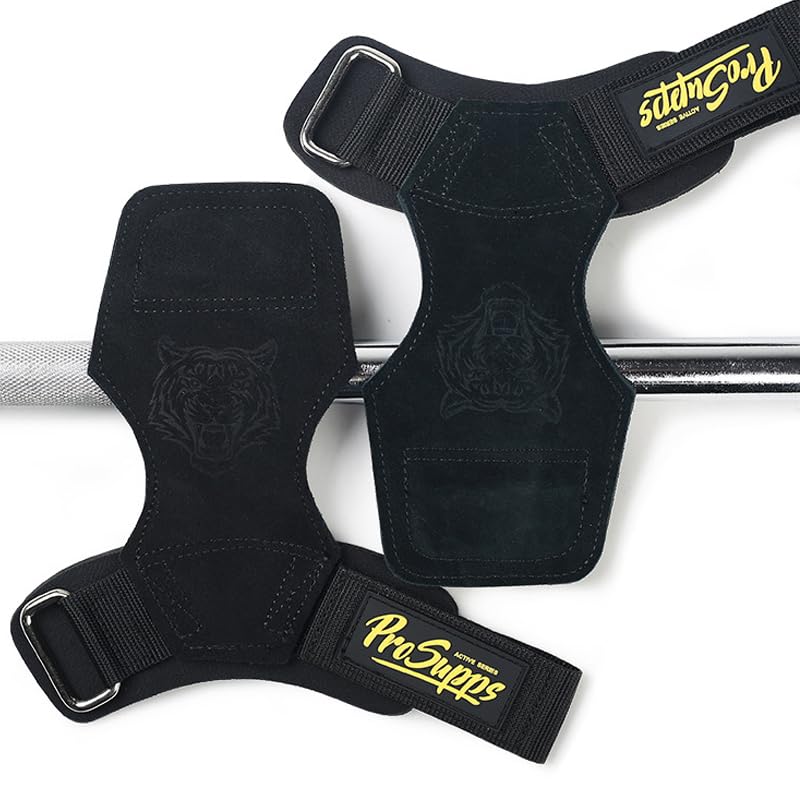 Weight Lifting Wrist Straps, Leather Grip Hooks Heavy Duty for Gym Deadlift
