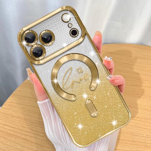 Image of ZIYE Magnetic Case Designed for iPhone 17 Pro Glitter Case-Gold