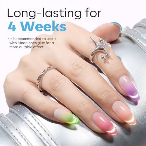 Image of Modelones Medium Almond Gel Nail Tips, 510Pcs Half Cover Fake Press on Nails Tips Pre-Etched Clear Natural Fit Acrylic Gel False Nails for Extension DIY Salon 15Sizes