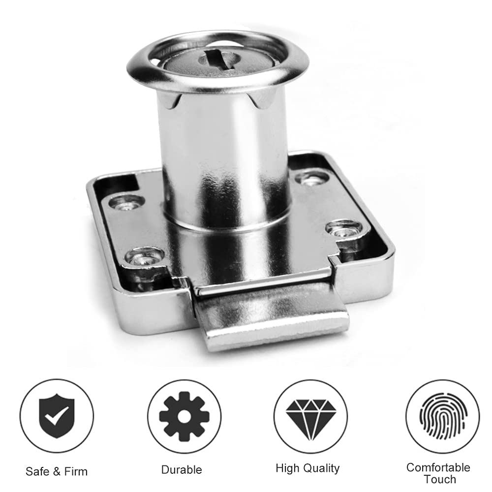 2 Serrature Con Chiave In Lega Di Zinco - 6,5 Cm - Manopola A 90° Per Armadi E Porte - Include 4 Chiavi E Viti