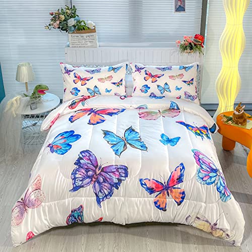 Cvhouse Butterfly Bedding Set,Butterfly Comforter Twin,Butterfly Comforter Set For Girls Kids Teens,Butterflies Quilt Set With 1 Comforter And 2 Pillow Cases #TOP3