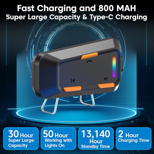 Image of Sounce Jarvis Cruiser Bluetooth Motorcycle Helmet On-Ear Headset with Dual Phone Connectivity Wireless 5.3 Music GPS Support 800mAh Battery IP67 Waterproof Compatible with Universal Helmets (Black)