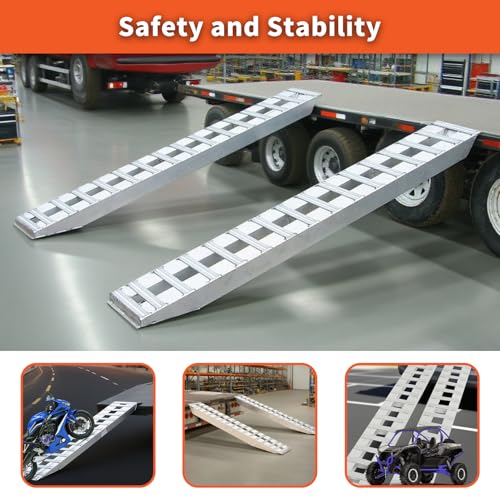 labwork 60 inch X 12 inch Aluminum Ramps Trailer Ramps 6000LBS Hook Ramp Attachment End