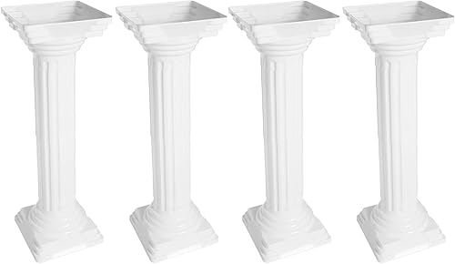 Miniatura 8 de Elegante juego de 4 columnas romanas  Estatuas de columna griega de plástico de 34 pulgadas con pedestal de maceta para decoración de bodas