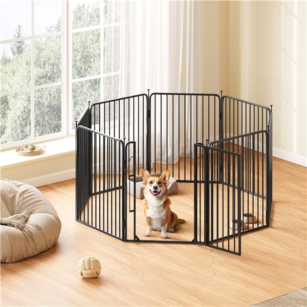 Yaheetech Parc pour Chiens Enclos pour Chiot en 8 Panneaux Cage Chenils Chien de 80 cm de Haut avec Serrure intégrée Fils métalliques renforcés de 8 mm