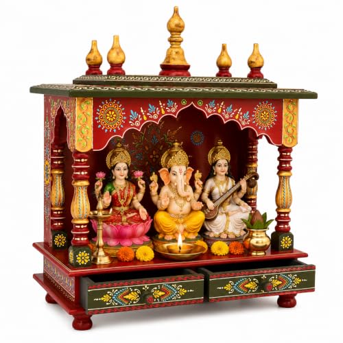 Image of Kamdhenu Art and Craft Wooden Temple /Home Temple, 60 Cm