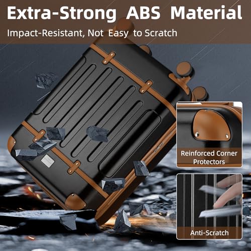 Image of LARVENDER Carry On Luggage 22x14x9 Airline Approved with Spinner Wheels, Expandable 20 Inch Luggage with TSA Lock, Hard Shell Carry On Suitcases for Women Men, Black