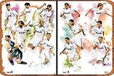 Letreros de metal vintage, divertido Real Madrid "Superstars Trece" 2010/11, combo de 2 pósteres – G.E. Cartel decorativo de pared para musical, cueva, granja, bar, pub, club, cafetería, baño