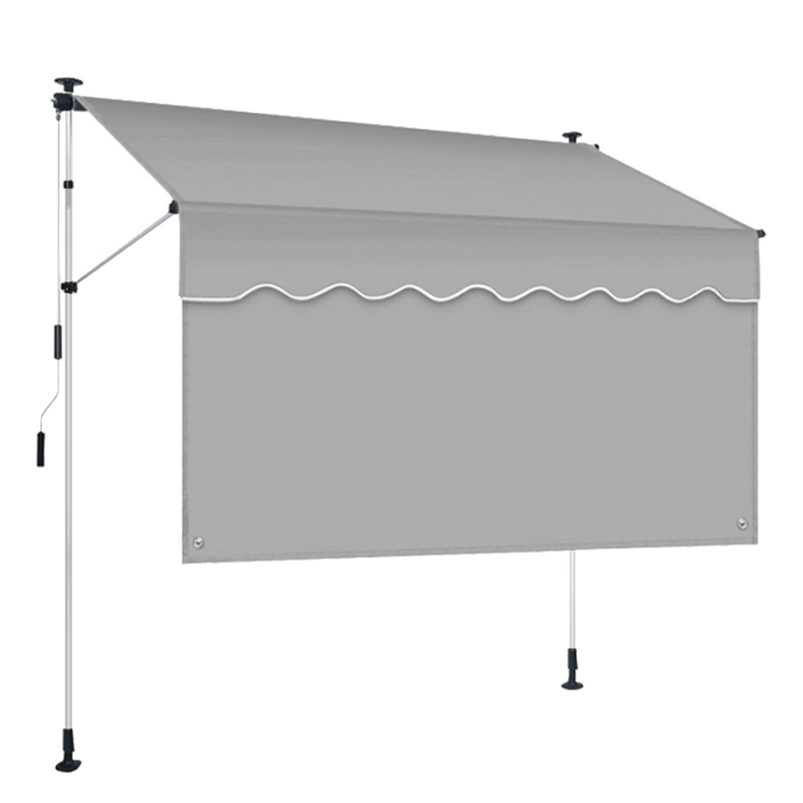 CTREVL Retractable Patio Awning, Manual Retractable Awnings for Patio with Privacy Curtain, Manual Retractable Awning Adjustable angle and height for Backyard Garden Balcony(Light grey,2.5m/8.2ft)