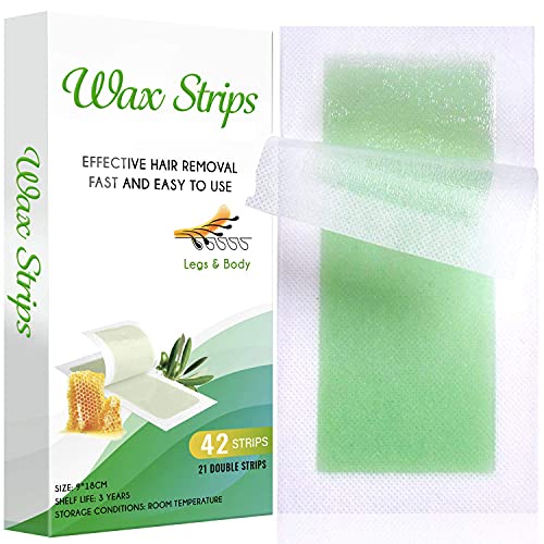 Wax Strips for Arms, Legs, Underarm Hair, Eyebrow, Bikini, and Brazilian - Hair Removal Contains 42 Wax Strips - Hypoall