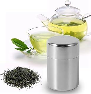 Natudeco Tea Caddies Dried Fruit Tank Stainless Steel Spices Can Sealing Spices Can Coffee Bean Container Food Storage Jar Metal Canister With Lid for Home Kitchen Baking(Large)