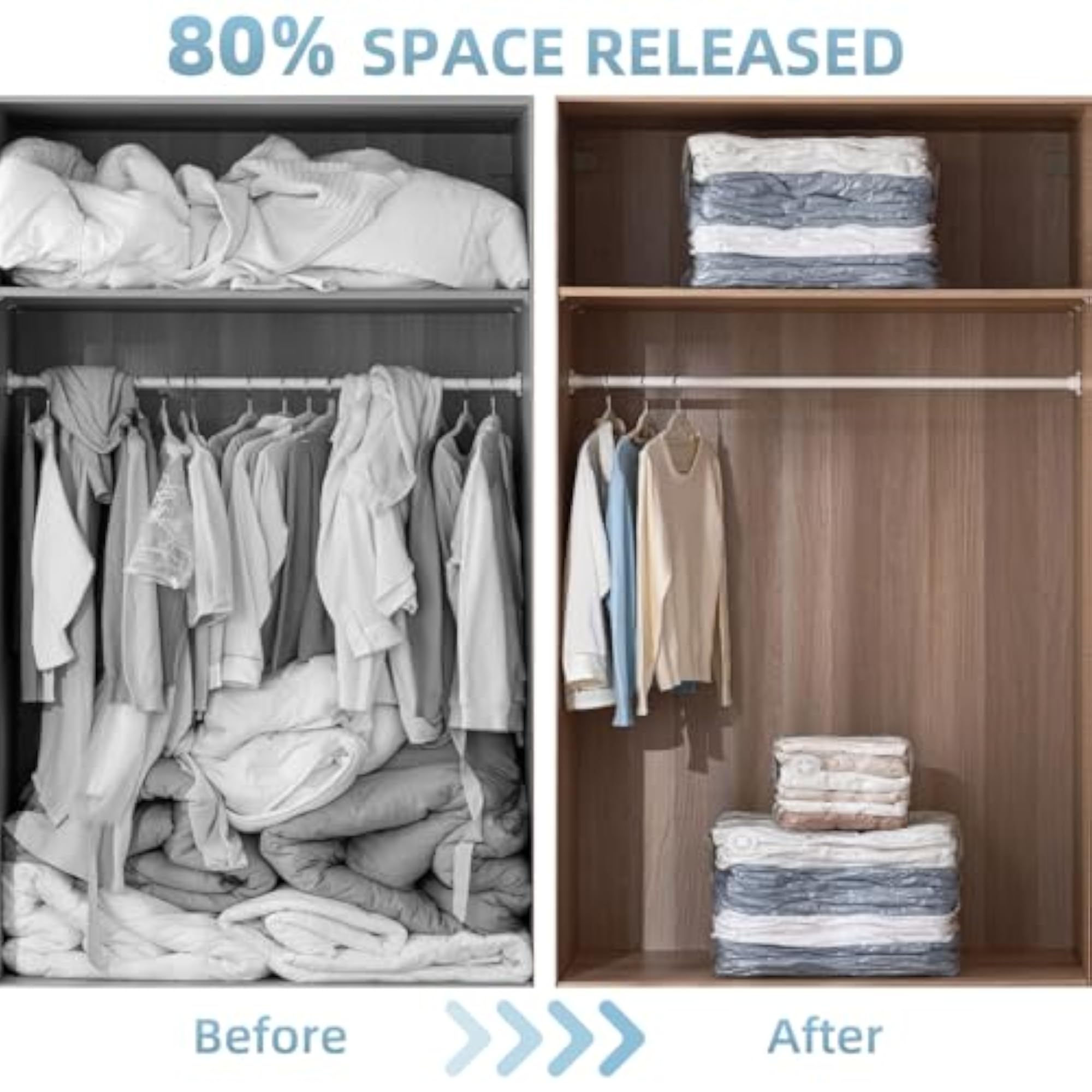 6 Pack Vacuum Storage Bags, Cube Combo