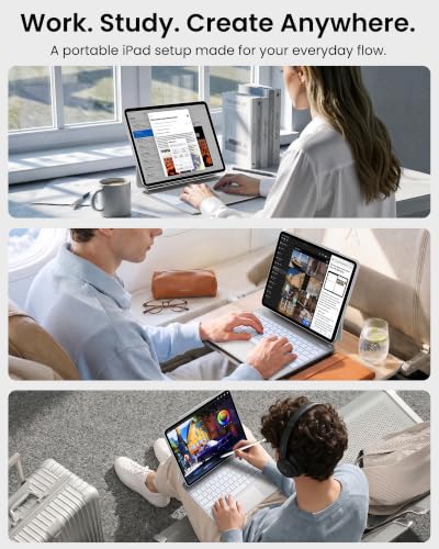 Image of typecase Magnetic Keyboard Case for iPad Pro 13 M5 /M4 with Trackpad,White | Click-anywhere trackpad, 11-color backlit keys, magnetic stand, Pencil holder, front & back protection