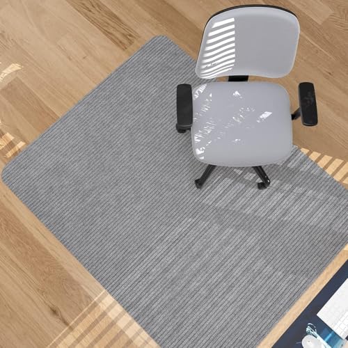 Image of Placoot Desk Chair Mat for Hardwood Floor Corduroy Surface 1 /6 inch Thick 55 inchx35 inch Office Chair Mat for Rolling Chairs-100% Large Anti-Slip Backing Under Desk Low-Pile Office Rug Floor Mat for Office /Home