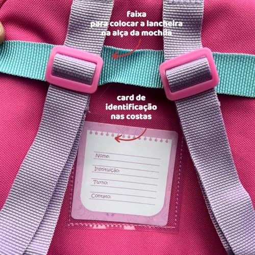 Kit Mochila De Rodinha Unicórnio Infantil Menina Escolar Com Lancheira Térmica e Estojo