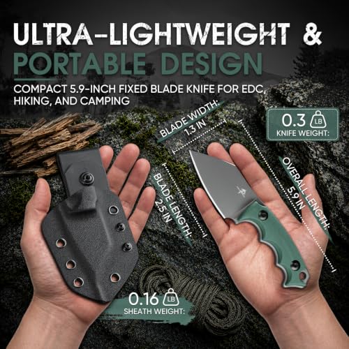 Image of Purple Dragon EDC Fixed Blade Knife with Rotatable Sheath,D2 Survival Knife