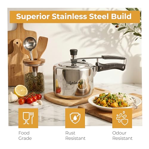 Image of Lifelong 2L Stainless Steel Pressure Cooker | Inner Lid Design with Silicone Gasket | Induction & Gas Compatible | 1.2mm Thick | Leak-Proof, Durable, Rust-Resistant Body ISI-Certified