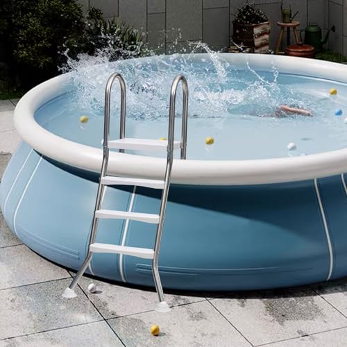 Escalera para piscina sobre suelo 3 peldaños acero inox miniatura 1