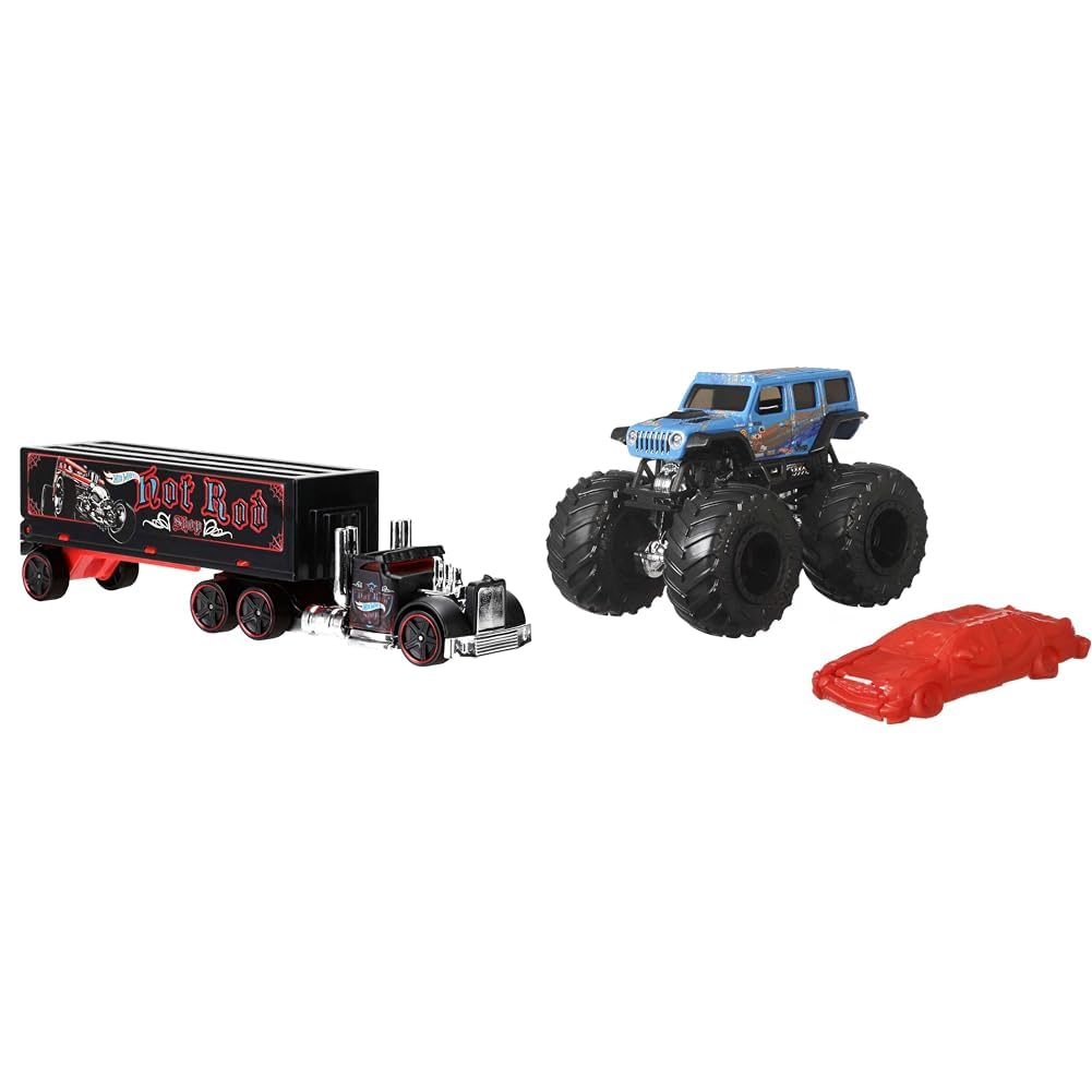Hot Wheels Super Rigs,Transporter Vehicle with 1:64 Scale Car,Gift for  Collectors&Kids Ages Years Old&Up,Multi Monster Truck (Assorted Multi  Color