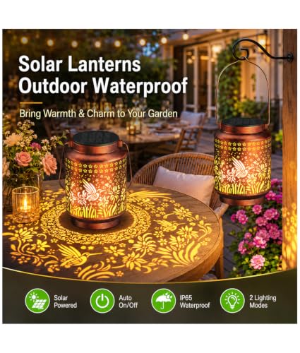 2-Pk KOOPER Waterproof Hanging Solar Lantern Lights - image 2