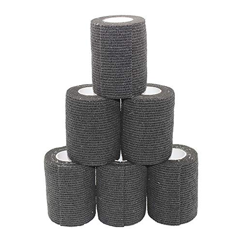 Fuluning, 6 Rouleaux Auto-agrippantes Bandage, Bandage Bande, Sports Bande, Cheville Bande, Ruban Bleu, Autocollants, Bandages, Bandages De 7.5 Cm De Bande Cohésive, Noir