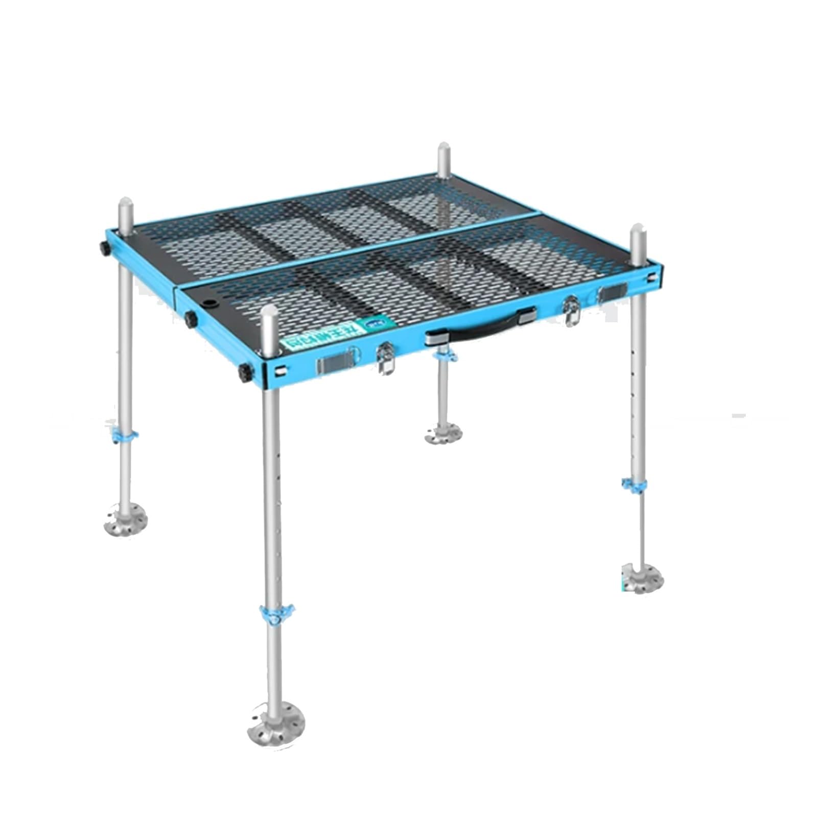 Plateforme de pêche en aluminium robuste, station pliable avec pieds réglables, capacité de 453,6 kg, idéale pour les berges de rivière et les griffes de boue