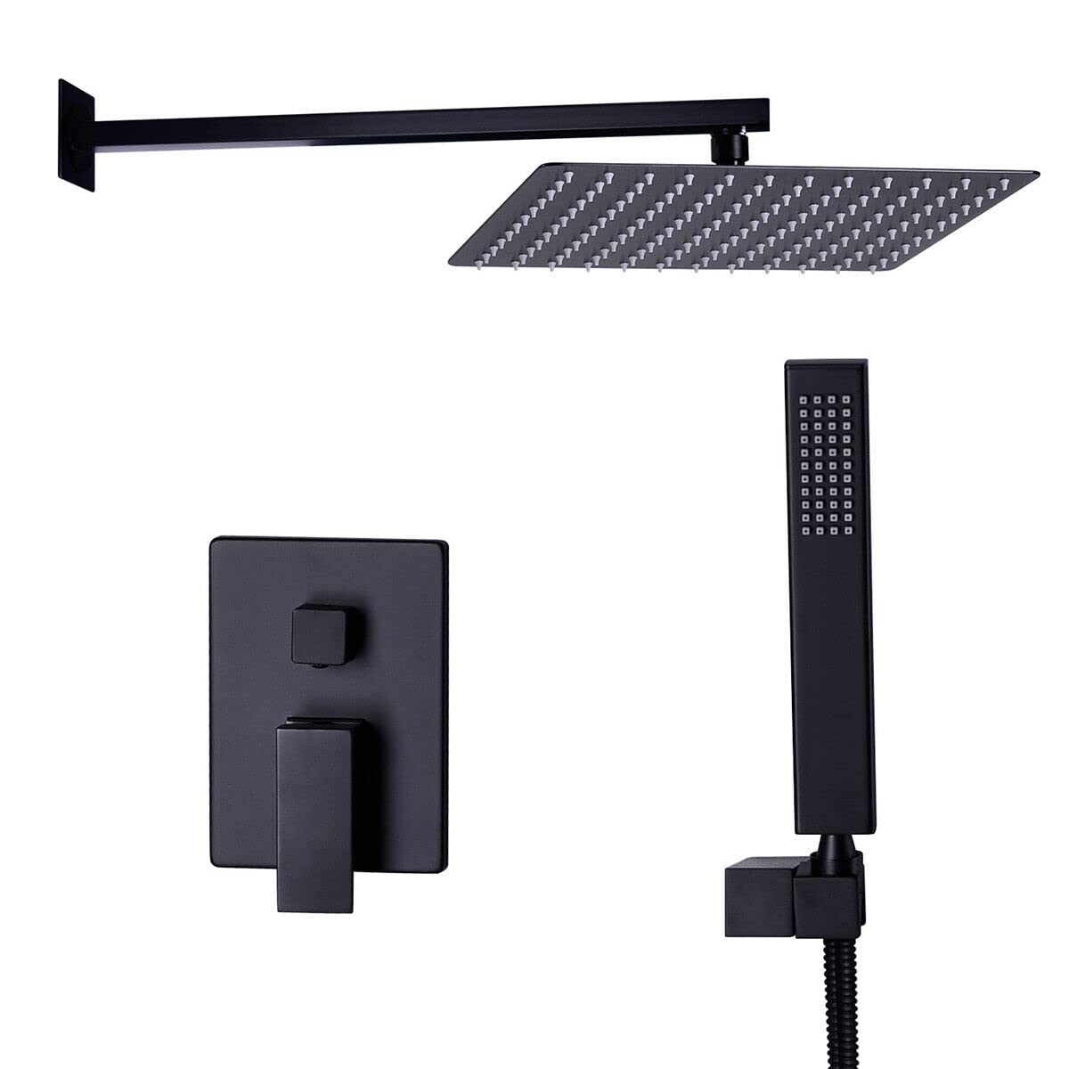 Buy Square Bathroom Concealed Brass Shower System Kit, Luxury Matte