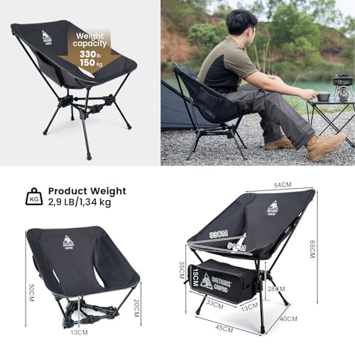 Image of ONETIGRIS Tigerblade Camping Chair, Lightweight Folding Backpacking Hiking Chair, Compact Portable 330 lbs Capacity