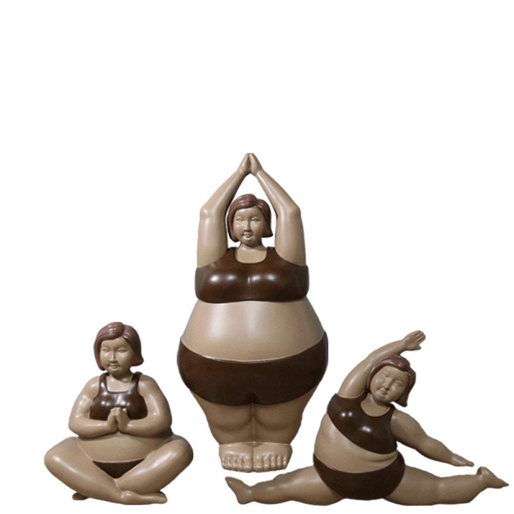 Statue Yoga Fille en résine : lot de 3 petites figurines créatives pour décoration de bureau