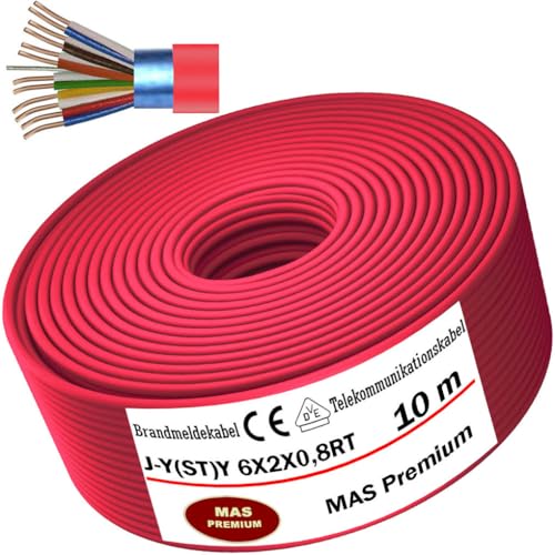 MAS Premium Cable de alarma contra incendios de 5 a 100 m, cable de telecomunicación J-Y(ST) Y 6 x 2 x 0,8 RT