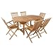 Produktbild Divero Gartenmöbel-Set Terrassenmöbel-Garnitur Sitzgruppe  großer Esstisch 170/230 cm ausziehbar + 6X Klappstuhl mit Armlehne  Teak massiv behandelt