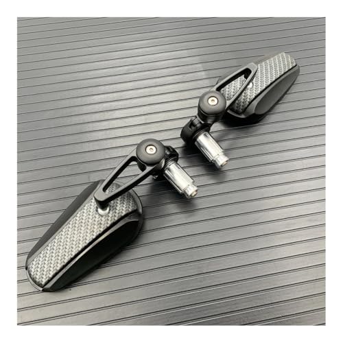 Espejos retrovisores de CNC negro carbono con vidrio transparente para manillar de scooter retro 4