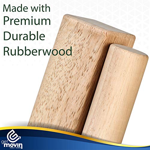 GetMovin\' Sports Kubb Premium Rubberwood Set, Viking Chess Fun Outdoor Yard Game, Giant Board Game for The Beach, Lawn, or Party