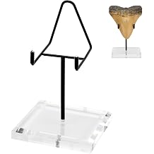 Clear Acrylic Megalodon Shark Tooth Display Stand 3.9 x 3.5 x 6.5'' | 1 Pcs Shark Tooth Holder Display Easel Holder for Slab Slice Fossil Rock Gemstones Crystals and Minerals, Black