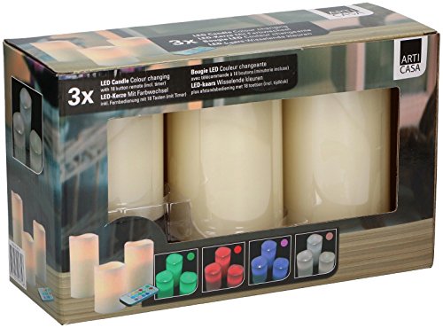 Preisvergleich Produktbild Emanhu Trading 3er Set LED Kerzen mit Farbwechsel und Fernbedienung