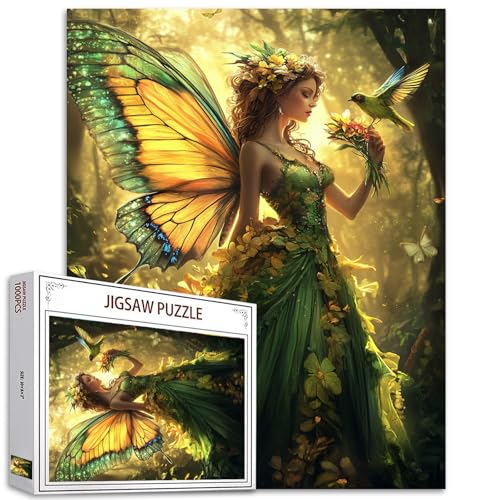 Angels in Forest Jigsaw Puzzles for Adults 1000 Pieces Magical Glistening Fairy DIY Puzzles for Challenging Family Activity Games Home Wall Decor Art...