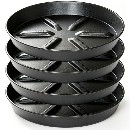 NIMYAU Plant Saucer 6 Inch 4 Pack Thick Plastic with Raised Center Design Plant Saucers 8 10 12 14 17 Superior Drainage Drip Tray for Indoor Outdoor Planters (6 inch)