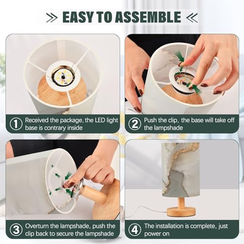 Lámpara de mesa blanca estilo mármol moderna para noche miniatura 4
