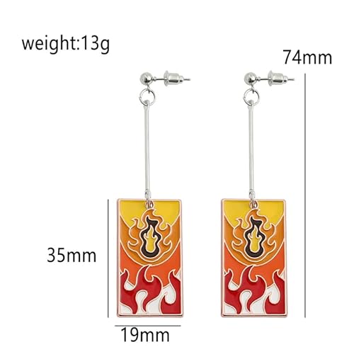 Funboat 10Pcs Kimetsu No Yaiba Earring Set - Rengoku Mitsuri Anime Hanafuda Dangle Earring - Cosplay Jewelry For Women Men And Boys Girls #TOP1