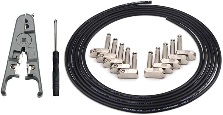 SAPHUE Music DIY Pedalboard Kit, Solderless Guitar Patch Cable Cord for Pedal Board with 10 Plugs, 10 Feet Cable