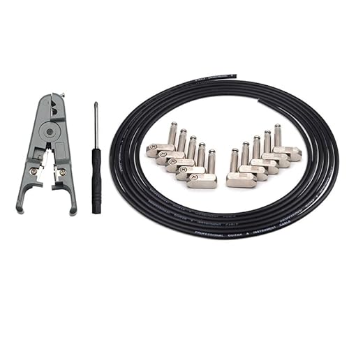SAPHUE Music DIY Pedalboard Kit, Solderless Guitar Patch Cable Cord for Pedal Board with 10 Plugs, 10 Feet Cable