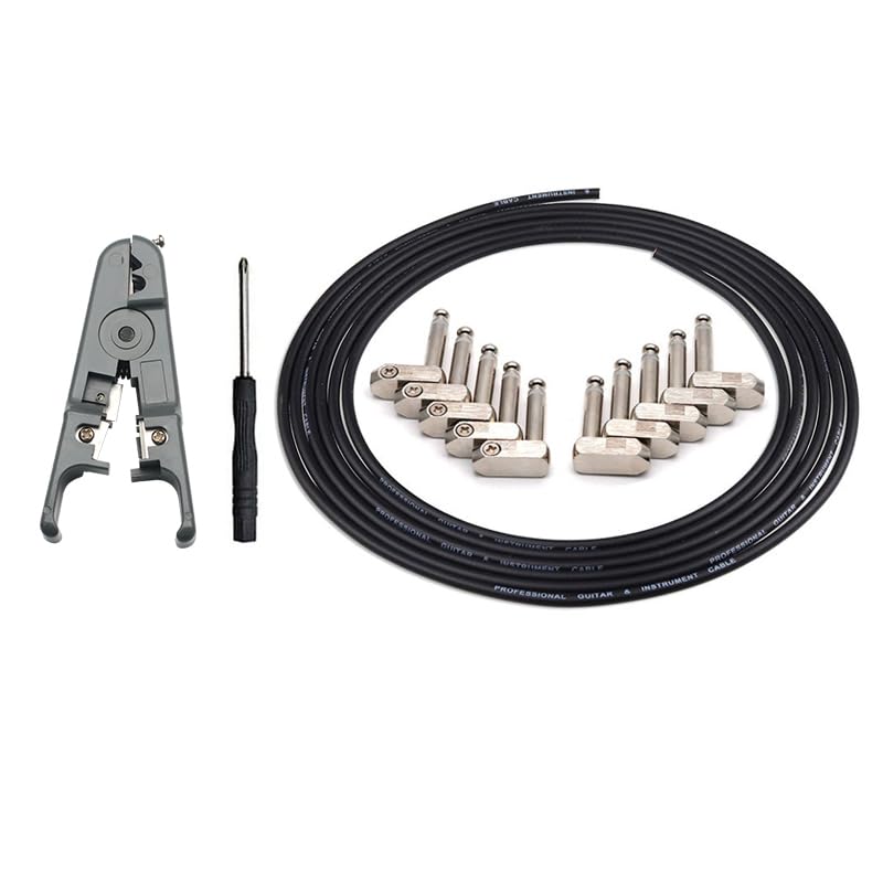 GET Music DIY Pedalboard Kit, Solderless Guitar Patch Cable Cord for Pedal Board with 10 Plugs, 10 Feet Cable